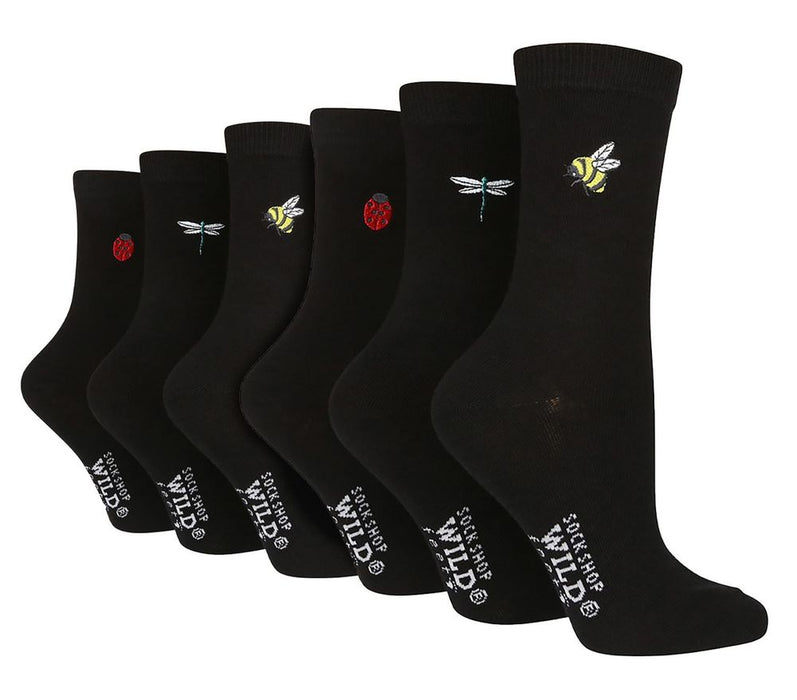 Wildfeet Ladies 6 Pack Embroidered Crew Socks