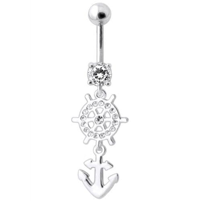 Ship Helm with Anchor Navel Belly Ring