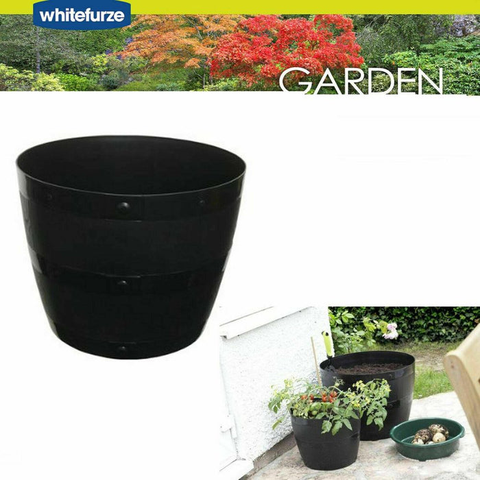 Whitefurze G0850BL 50cm Barrel Planter - Black