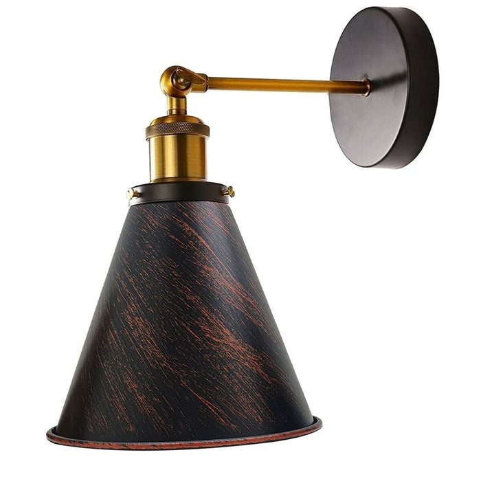 Vintage Industrial Metal Cone Wall Light: Kitchen & Living Room Lighting, Rustic Red/Copper/Silver Shade