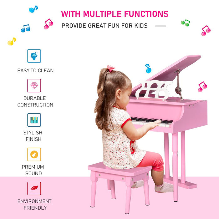 Premium 30-Key Mini Kids Piano Set with Stand and Bench - Great Gifts, Exquisite Sound, Durable Design