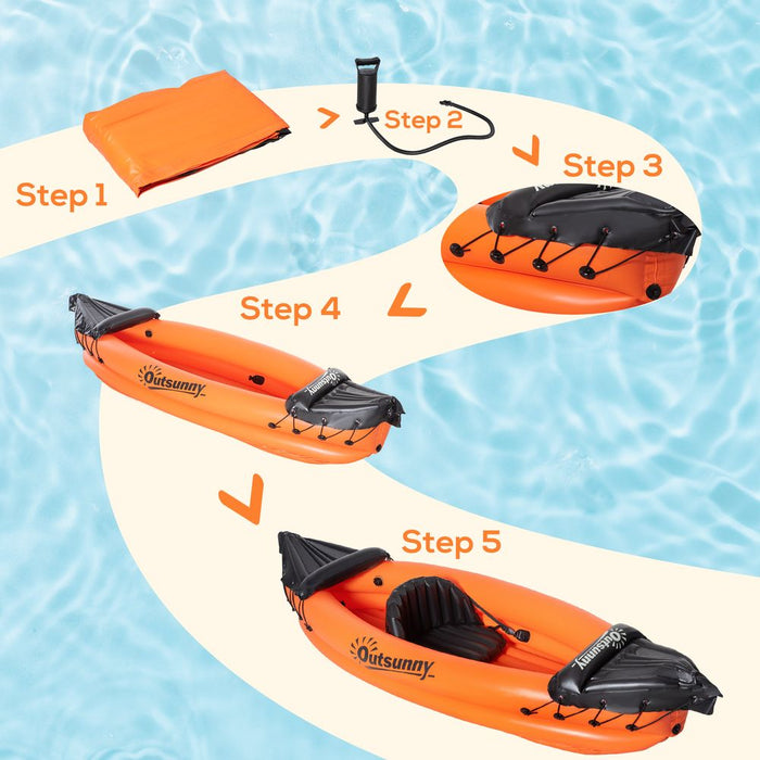 Inflatable Kayak, 1-Person Boat, Inflatable Canoe Set by Outsunny