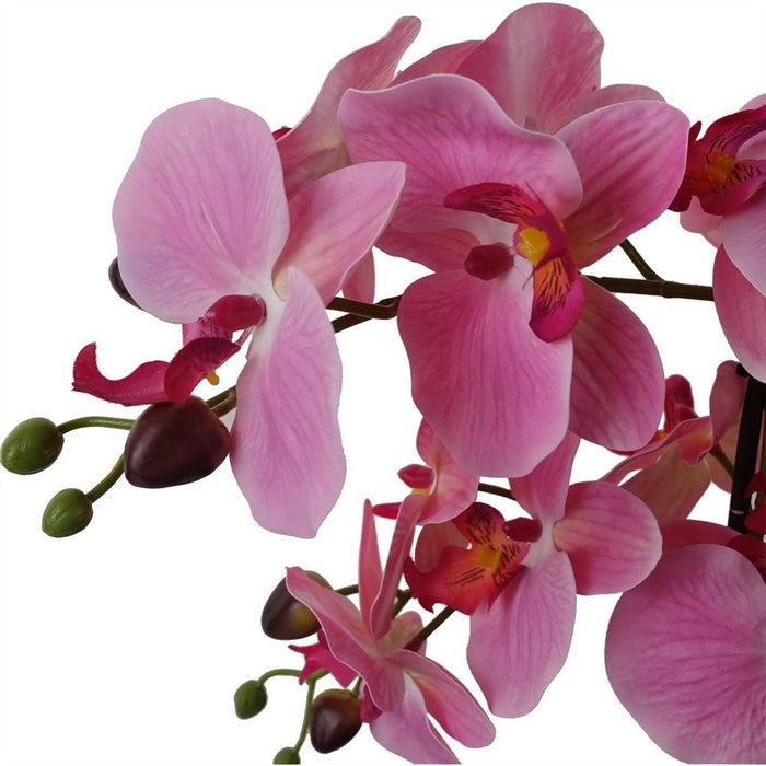 Premium Quality 50cm Artificial Orchid - Glass Planter - Pink