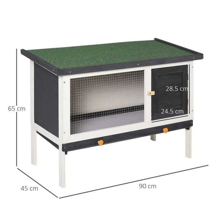 PawHut Wooden Rabbit Hutch Bunny Cage Openable Roof for Outdoor 90 x 45 x 65 cm