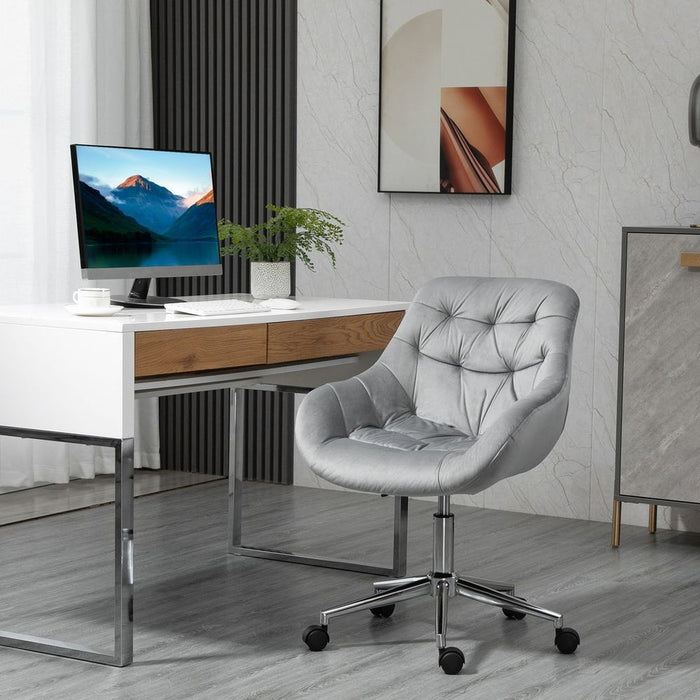 Premium Velvet Home Office Chair w/ Adjustable Height Armrest - Comfy & Stylish Grey Desk Chair - Highest Quality & Attention to Detail - Professional Seller - Fast Shipping - All Demographics