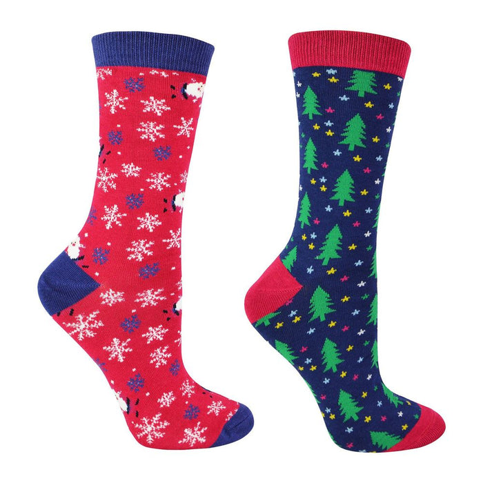 Miss Sparrow - Christmas Socks: Festive Fair Isle & Snowflake Patterns, Hypoallergenic, Women's 4-7 UK