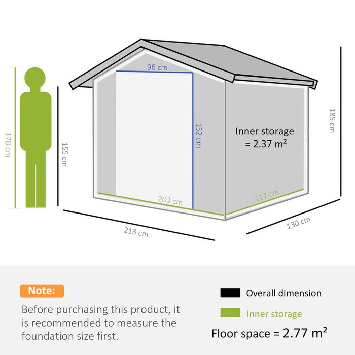 Garden Shed Storage Unit w/Locking Door Floor Foundation Vent Brown