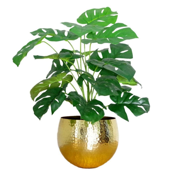 Realistic 60cm Artificial Monstera Cheese Plant in Metal Planter - High Quality Leaf Design UK Product