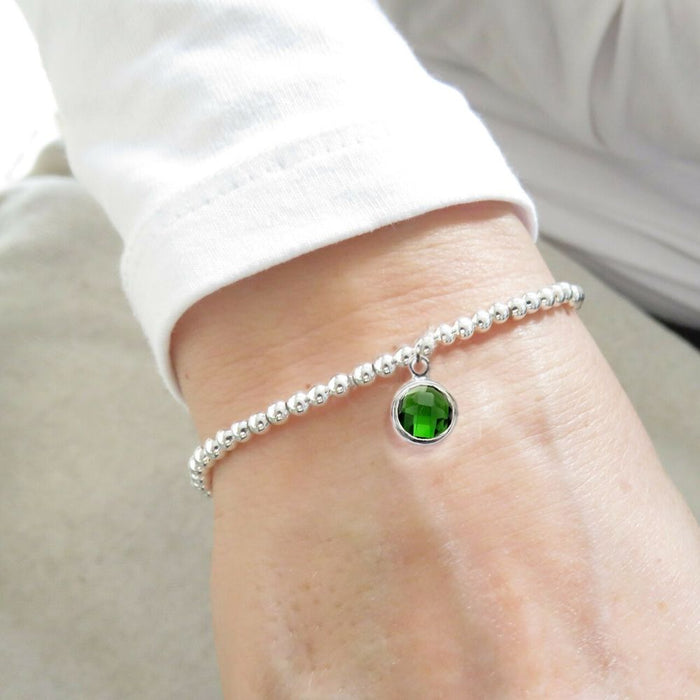 May Birthstone Beaded Bracelet - Dark Green - High Quality - Perfect Gift for Birthdays - Free Shipping