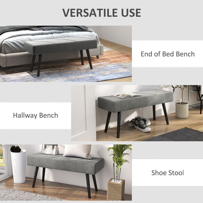 Luxury Grey End of Bed Bench - Comfortable, Stylish & Durable - HOMCOM