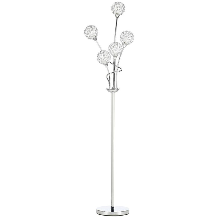 Sparkling K9 Crystal Floor Lamp, 5 Light Upright Standing, Silver - High Quality