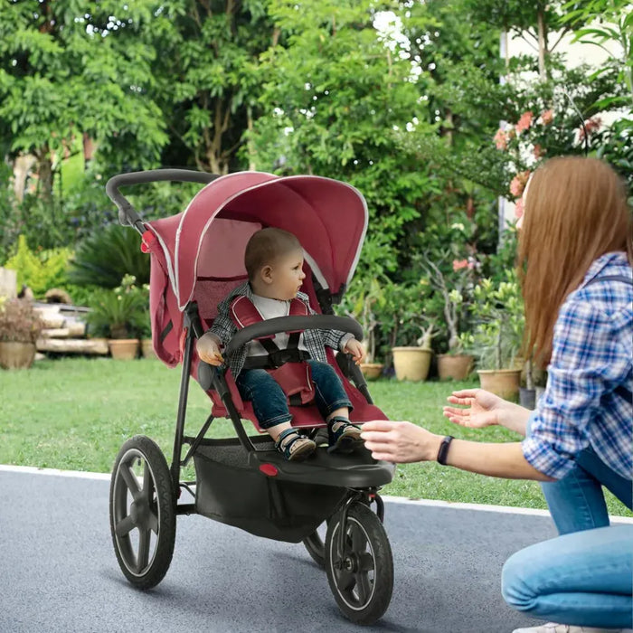 Lightwieght Pushchair w/ Reclining Backrest From Birth to 3 Years - Red