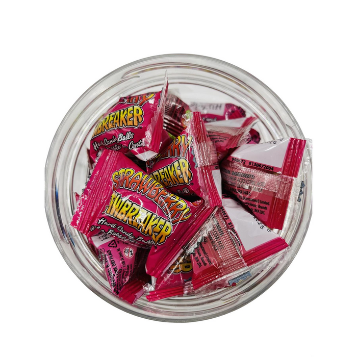 Jawbreaker Strawberry x 40 - Individually Wrapped Candy with Reusable Jar - 440g Net Weight - Best Quality & Fast Delivery