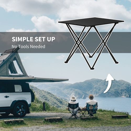 Outsunny Folding Camping Table for Outdoor Camping, Picnic, Hiking, Black