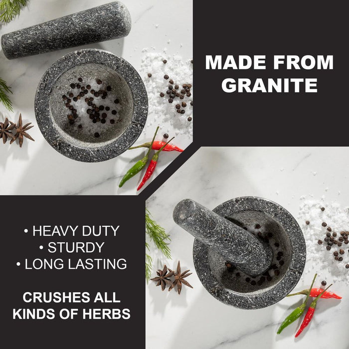 Premium Granite Pestle & Mortar Set - Grind Spices & Herbs Like a Pro!