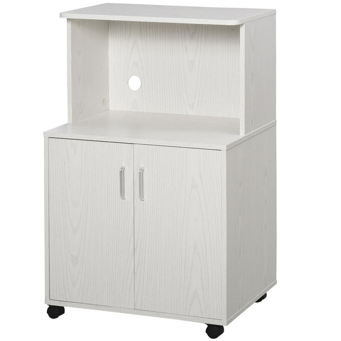 Versatile Microwave Cart on Wheels, White - Increase Your Kitchen Space