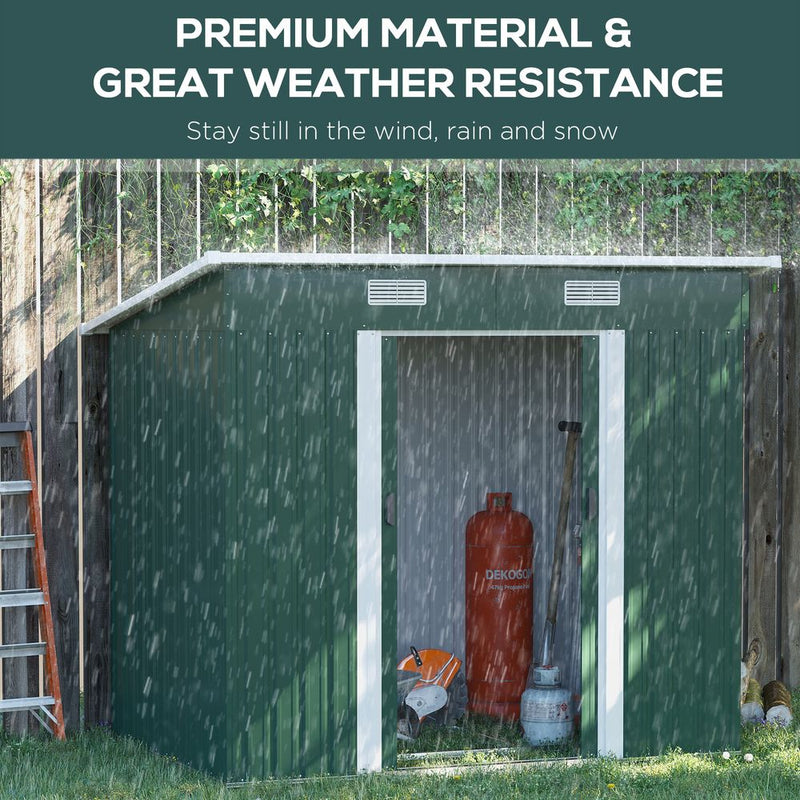 Premium 7x4ft Green Metal Storage Shed | Durable & Spacious | Perfect for Tools & Bikes