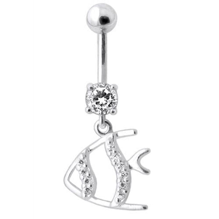 Jeweled Fish Dangling Navel Ring