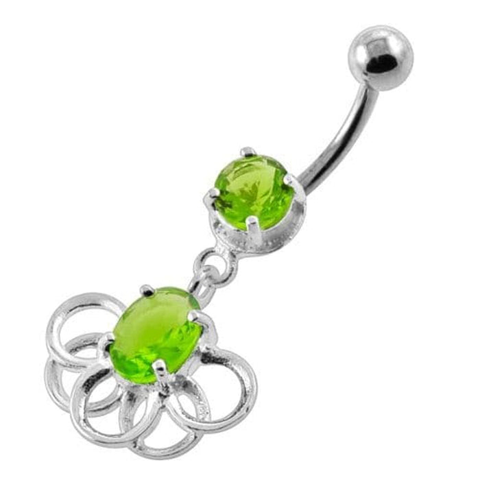 Rings around the Round Stone Navel Belly Button Piercing