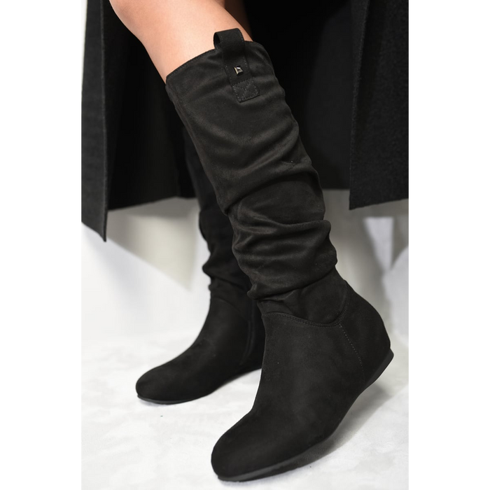 Slouchy Zip Detail Knee High Boots