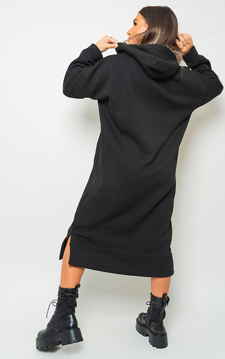 Kangaroo Pocket Long Loose Hoodie