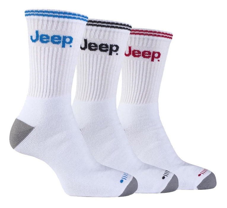 Premium Quality Jeep 3-Pack Basic Sports Socks - Ideal for Active Outdoor Enthusiasts - Sizes 6-11 UK - Black and White