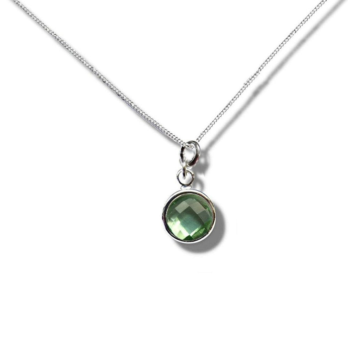 Premium August Birthstone Necklace - Genuine Pale Green Gemstone