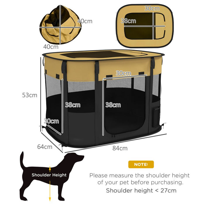 PawHut Portable Dog Pen - for Puppies, Rabbits, Kittens, Guinea Pigs - Yellow