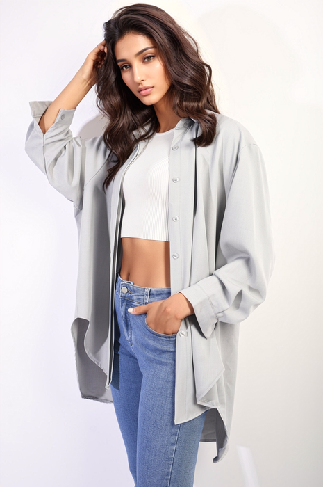 Isabella Button Up Oversized Long Back Shirt Dress - Effortlessly Chic & Versatile