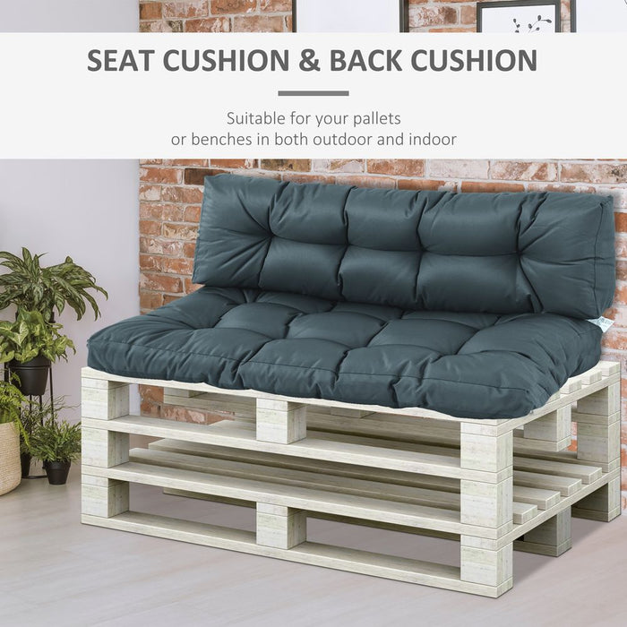 Garden Tufted Pallet Cushion Seat Pad Back Cushion - Dark Grey - 2Pcs