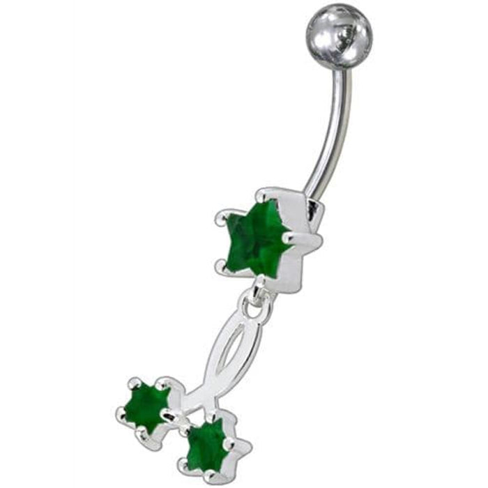 Fancy Standing Star Jeweled Dangling Navel Ring