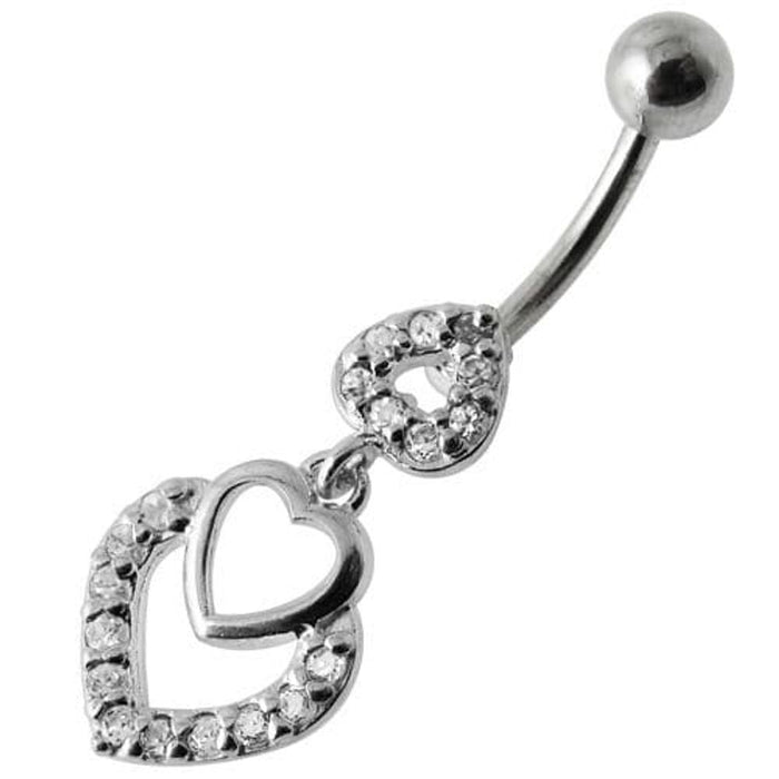 Fancy Jeweled Multi Heart Dangling Navel Ring