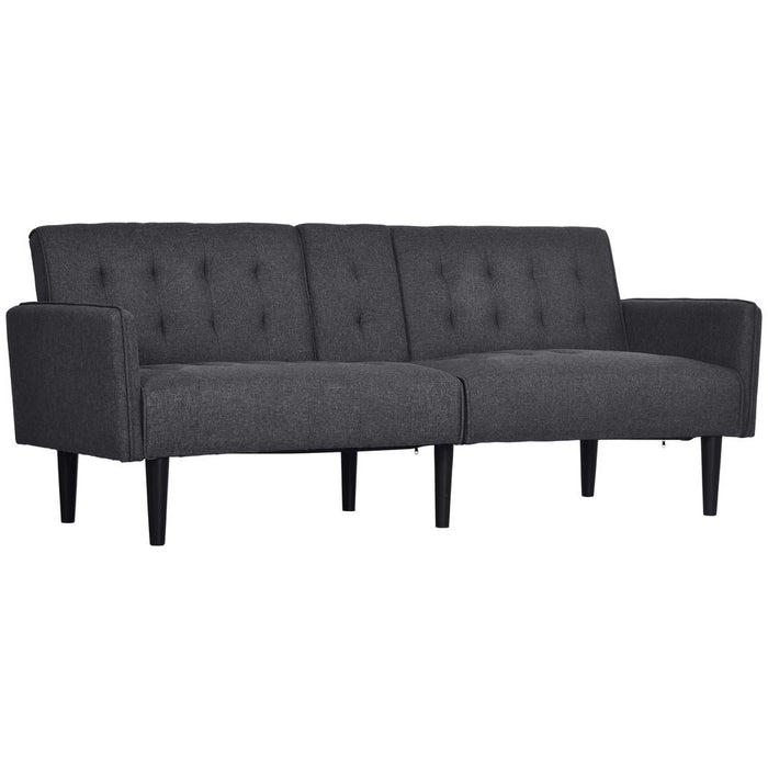 Convertible 3-Seater Sofa Bed with Cupholders - Grey