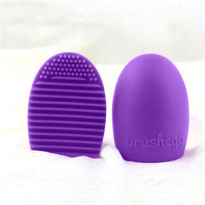 Silicone Egg Sponge Scrubber Make-Up Brush Cleaner - Pink/Purple [Purple]