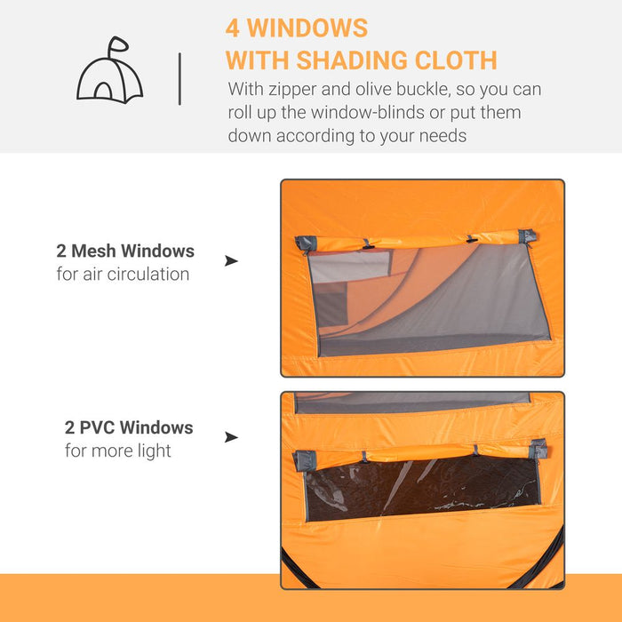 Premium Lightweight 4-5 Person Camping Tent | Pop-Up Dome with Windows | High-Quality Orange Outsunny