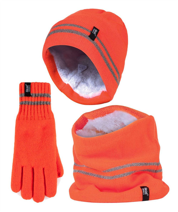 Heat Holders - Mens Hi-Vis Set - Hi Vis Hat / Neckwarmer / Gloves