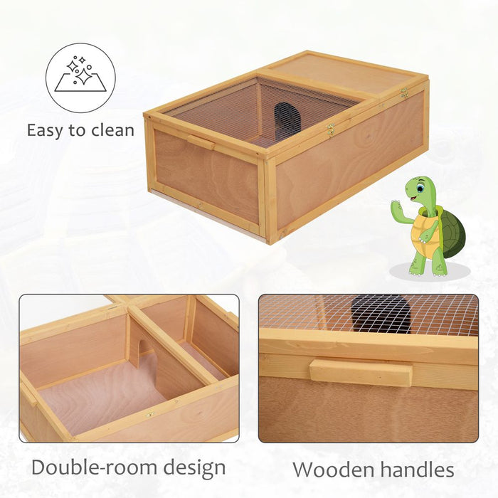 Spacious Wooden Tortoise House | Small Reptile Cage | Pawhut - Professional Seller