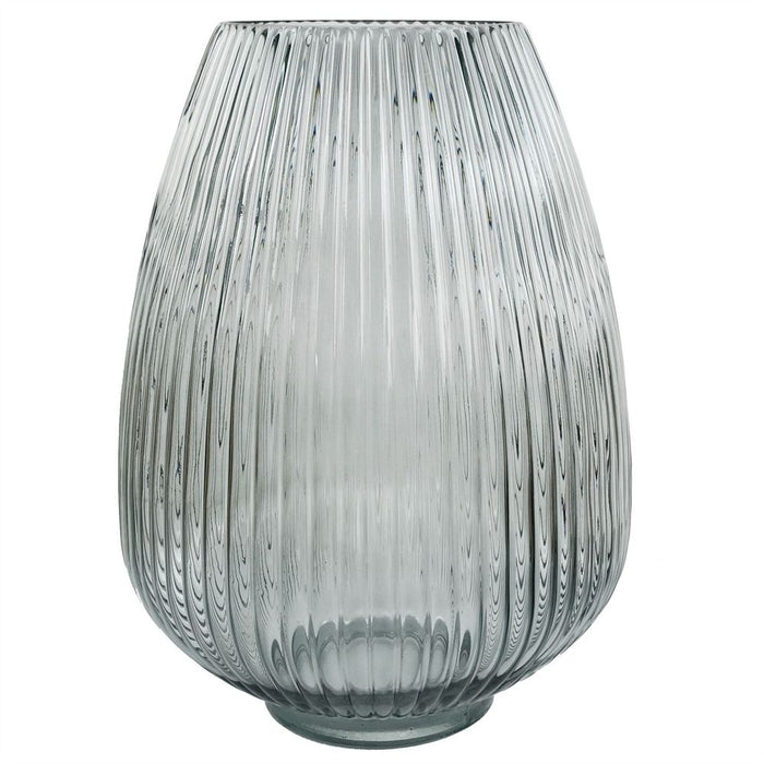 High-Quality 50cm Grey Glass Vase w/ Artificial Chrysanthemums