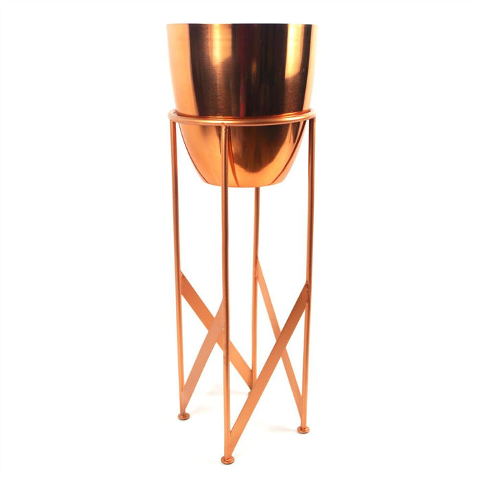 Rustic Handmade Copper Planter & Stand- 55cm Height. Choice of Colours. Indoor Use.