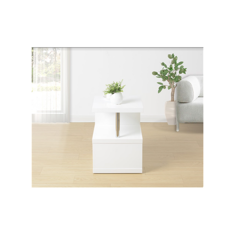 EFFULGENCE 3 Layer WHITE Coffee Table with BLUE LED Light