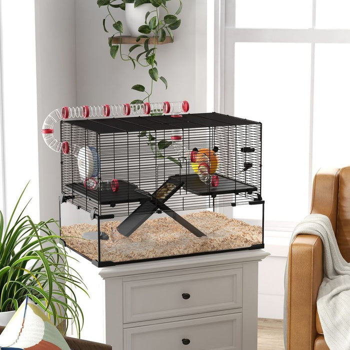 Ultimate Hamster Cage Set - Tunnels, Platforms, Ramps, Hut, 78.5 x 48.5 x 57cm