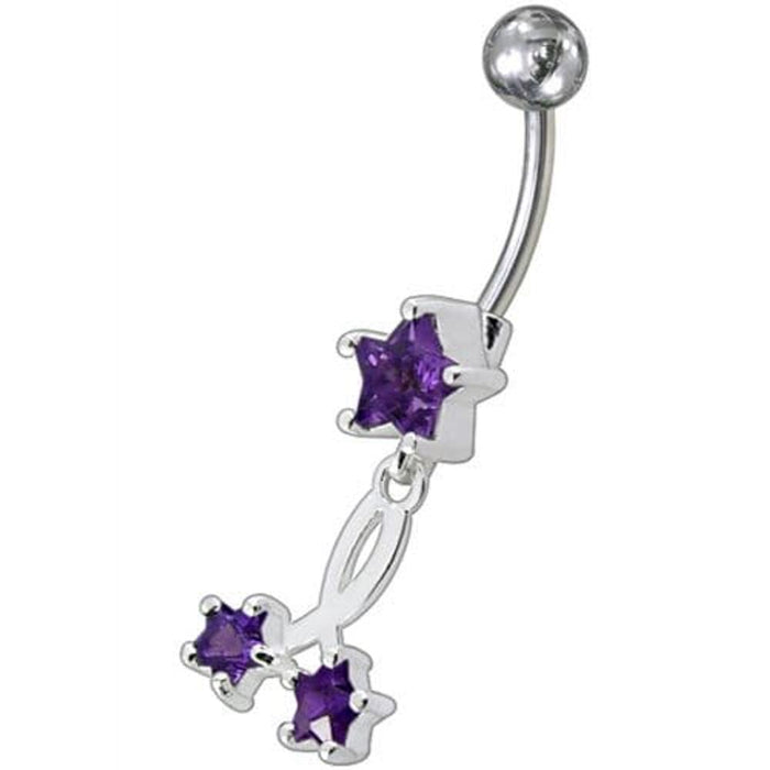 Fancy Standing Star Jeweled Dangling Navel Ring