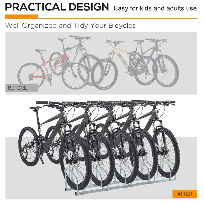 Bike Parking Rack: Locking Storage Stand Holder | Floor/Wall Mount | HOMCOM