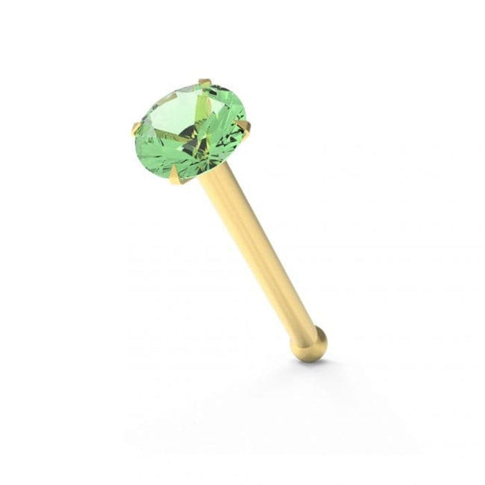 9ct Solid Yellow Gold with Colorful Crystal Stone Jeweled in Prong set Ball End Nose Stud