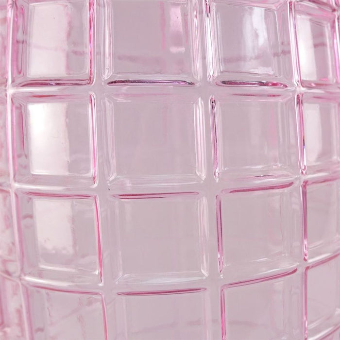 49cm Tall Pink Square Glass Vase