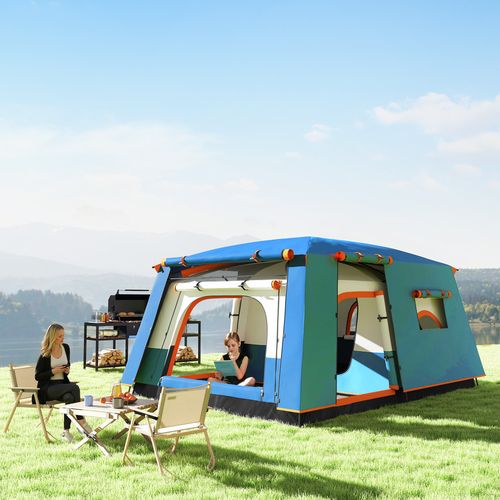 Outsunny 4-6 Man Camping Tent with 2 Bedroom, 3000mm Waterproof, Blue