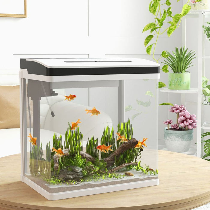 PawHut 28L Glass Fish Tank, Filter, LED Lighting