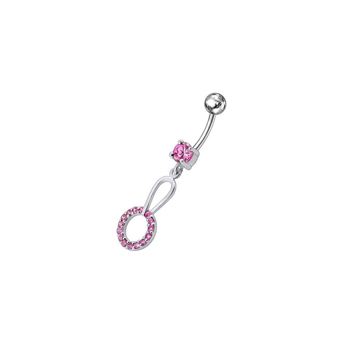 Jeweled Fancy Dangling SS Curved Navel Ring