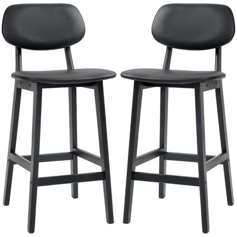 2x Bar Stools / Dining Chairs - Black 42W x 47D x 92Hcm