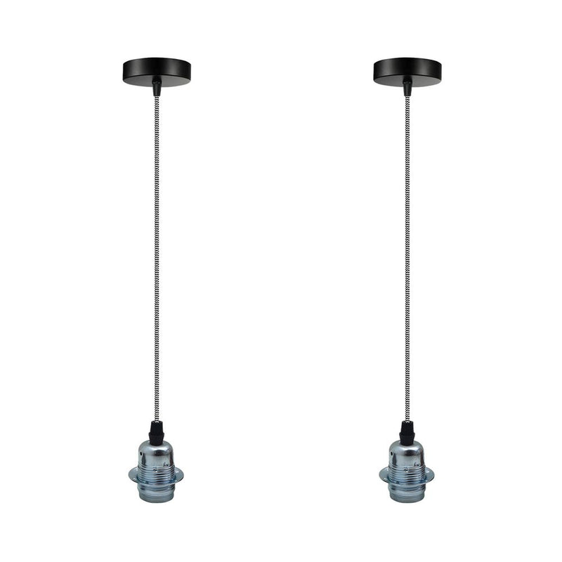 2 Pack Vintage Industrial Pendant Light,lampshade E27 UK Holder Fitting  Set
